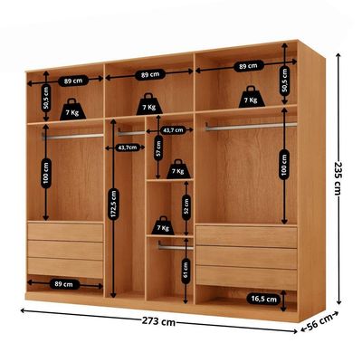 Guarda Roupa Casal Venus Mdf 6 Portas E 6 Gavetas Moderna Naturalle/off White
