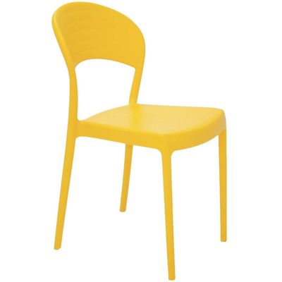 Cadeira Plástica Sem Braços Tramontina Sissi Amarelo Encosto Fechado Área de Lazer Gourmet