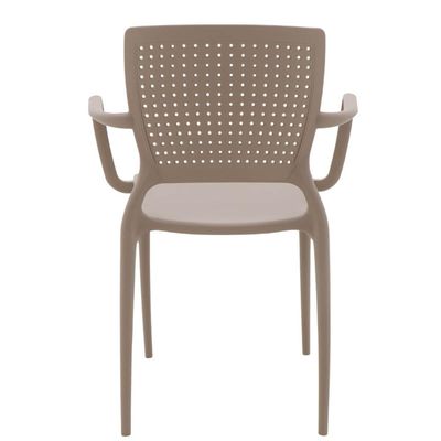 Cadeira com Braços Tramontina Safira Plástico Fibra de Vidro Camurça Sala Varanda Jardim