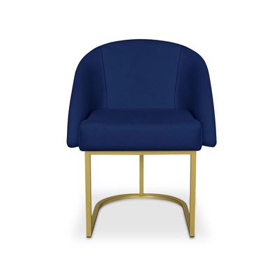 Poltrona Lua Decorativa para Quarto em Tecido Veludo Azul Giratória