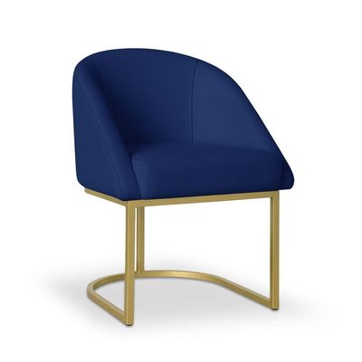 Poltrona Lua Decorativa para Quarto em Tecido Veludo Azul Giratória