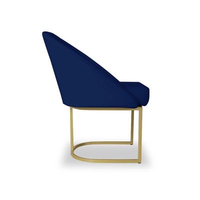 Poltrona Lua Decorativa para Quarto em Tecido Veludo Azul Giratória
