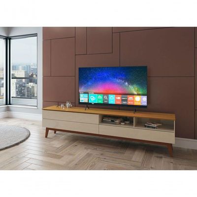 Rack Para Tv Wall 2.2 Off White Com Nature - Moveisaqui