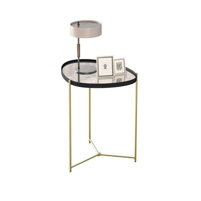 Mesa Lateral Organic Alamanda Preto Pe Dourado - Moveis Jb