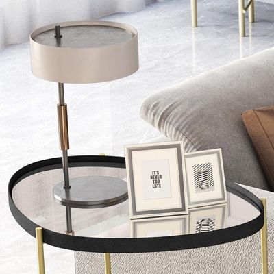 Mesa Lateral Organic Alamanda Preto Pe Dourado - Moveis Jb