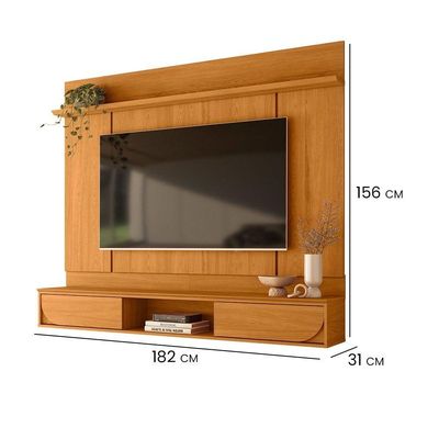 Painel Rack Bancada Aura Mdp 2 Portas Deslizantes - Pallazio Cor Cinamomo