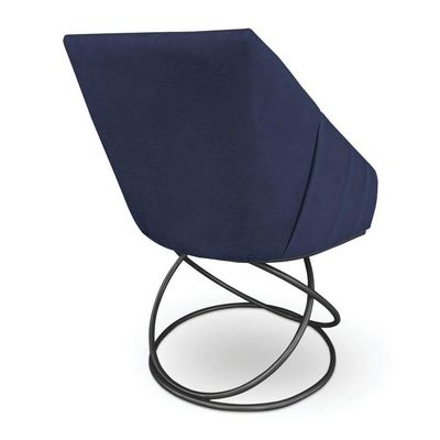 Kit 4 Poltronas Luxo Alana Veludo Base Luxo Preto - Pallazio Cor Azul Marinho