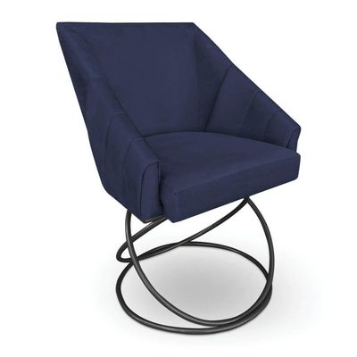 Kit 4 Poltronas Luxo Alana Veludo Base Luxo Preto - Pallazio Cor Azul Marinho