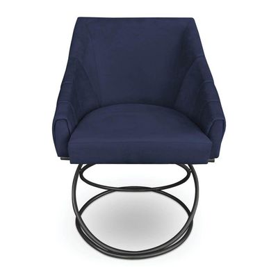Kit 4 Poltronas Luxo Alana Veludo Base Luxo Preto - Pallazio Cor Azul Marinho