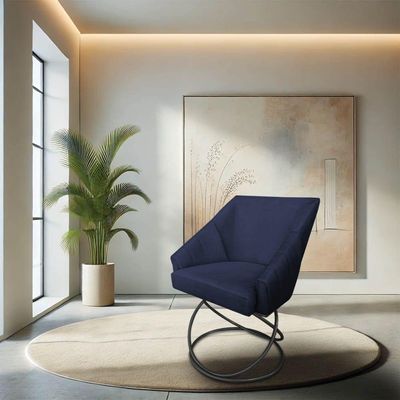 Kit 4 Poltronas Luxo Alana Veludo Base Luxo Preto - Pallazio Cor Azul Marinho