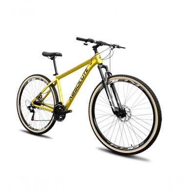 Bicicleta Aro 29 Absolute Nero 5 Câmbio Shimano 24v Acera K7 Freio A Disco Garfo Com Trava Amarelo 17