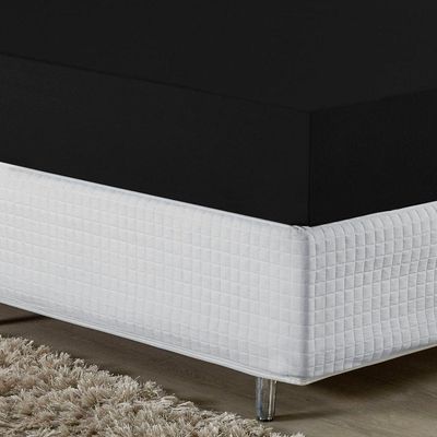 Lençol Com Elástico Casal Nobre 1 Peça 30cm De Altura Malha 100% Algodão - Preto