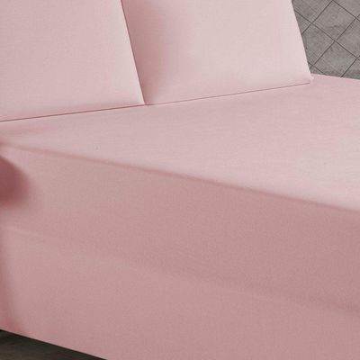 Jogo De Cama Queen Nobre 3 Peças Luva De Box 55cm De Altura Malha 100% Algodão - Rosa