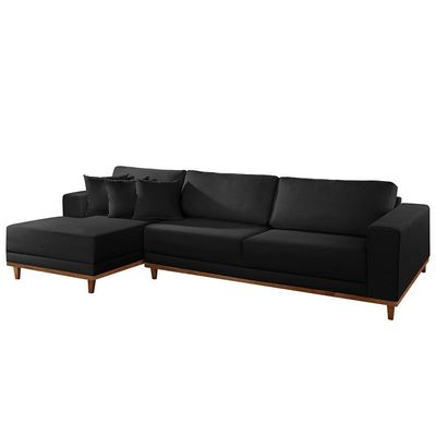 Sofá Cronos 03 Metros Chaise Lado Esquerdo Meu Sofá Online B260 Veludo Preto