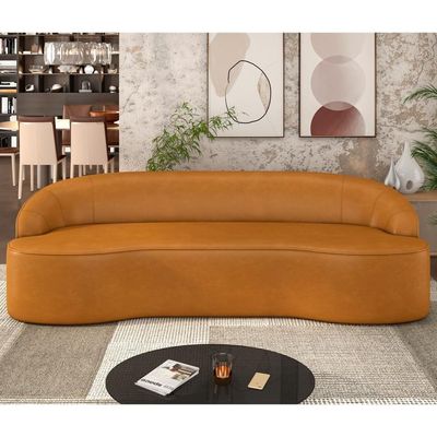 Sofá 3 Lugares Para Sala De Estar Living 210cm Theo D06 Sintético Caramelo - Mpozenato