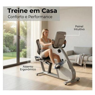 Bicicleta Ergométrica Resistência Magnética Horizontal Cinza
