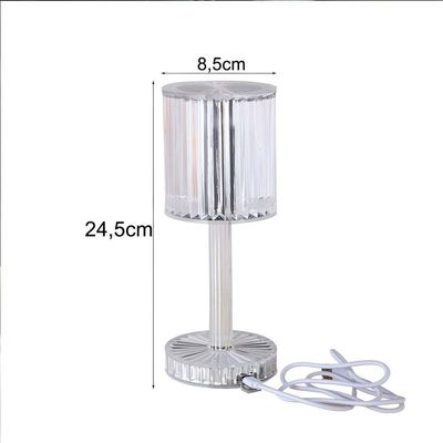 Luminária Led Abajur Acrílico Transparente Recarregável – Iluminação Ajustável E Moderna Recarregável