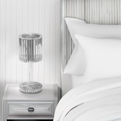 Luminária Led Abajur Acrílico Transparente Recarregável – Iluminação Ajustável E Moderna Recarregável