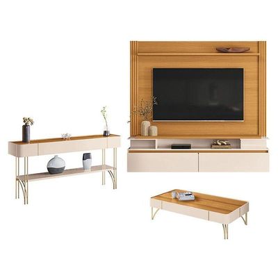 Home Suspenso Astor Cinamomo Off White Com Mesa De Centro Cadenza E Aparador Vivant Off White Cinamomo - Hb Móveis