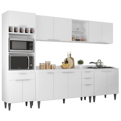 Armário De Cozinha Com Tampo Cp05 290cm Pérola Branco Z34 - Mpozenato