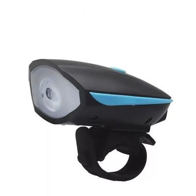 Farol LED com Buzina para Bicicleta Recarregável USB Único / Preto