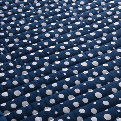 Kit Cobre Leito Colcha Polly King 3 Peças Malha 100% Algodão Estampa Bolinhas - Azul Marinho