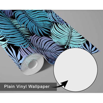 Papel de Parede Vinílico Autoadesivo Ombre Palmeira Tropical Impermeável Roxo - Removível para Quartos, Salas, Locação e Armários - S4Sassy 63,5 cm (L) × 914,4 cm (C) / Roxo - Vinil Liso