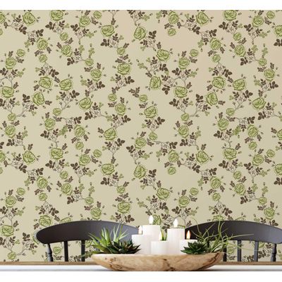 Rolo Vinílico Autoadesivo Removível À Prova d'Água, Estampa Rosa Inspirada na Natureza para Paredes, Armários e Cômoda, Verde - S4sassy 63,5 cm (L) × 914,4 cm (C) / Verde - Vinil Liso