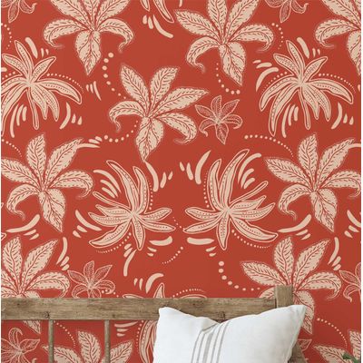 Papel de Parede Vinil Autoadesivo Folhas Retrô Chic Impermeável Removível Rosa para Quartos e Salas, Armários, Espaços Locados - S4Sassy 63,5 cm (L) × 152,4 cm (C) / Rosa - Vinil Texturizado