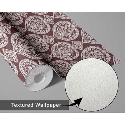 Papel de Parede Marrom com Corações Autoadesivo de Vinil, Cobertura DIY Fácil para Quarto Estilo Fazenda, Sala, Armário, Espaço - S4Sassy 63,5 cm (L) × 152,4 cm (C) / Marrom - Vinil Texturizado