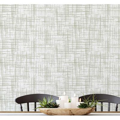 Decoração de Parede Verde Contemporânea Removível Rolo Papel Contact Vinílico Autoadesivo Impermeável Estampa Abstrata Crosshatch - S4sassy 63,5 cm (L) × 304,8 cm (C) / Verde - Vinil Texturizado