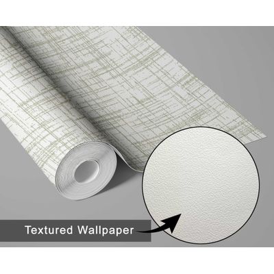 Decoração de Parede Verde Contemporânea Removível Rolo Papel Contact Vinílico Autoadesivo Impermeável Estampa Abstrata Crosshatch - S4sassy 63,5 cm (L) × 304,8 cm (C) / Verde - Vinil Texturizado