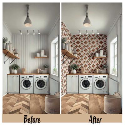 Papel de Parede Vinílico Autoadesivo Estampa Floral Geométrica Mural Estilo Asiático, Banheiro, Lavanderia e Closet Marrom - S4Sassy 63,5 cm (L) × 914,4 cm (C) / Marrom - Vinil Texturizado