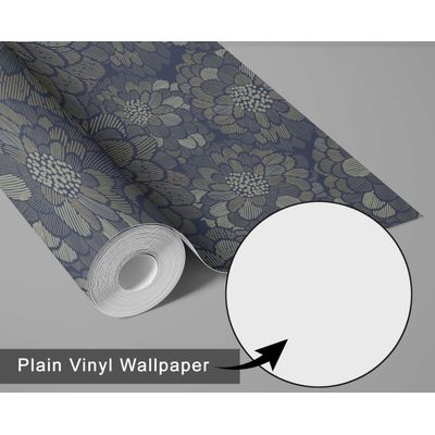 Revestimento de Parede Autoadesivo Removível Estampa Floral Chique Azul para Banheiro e Lavanderia - Papel de Parede Vinílico - S4Sassy 63,5 cm (L) × 152,4 cm (C) / Azul - Vinil Liso