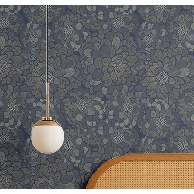 Revestimento de Parede Autoadesivo Removível Estampa Floral Chique Azul para Banheiro e Lavanderia - Papel de Parede Vinílico - S4Sassy 63,5 cm (L) × 152,4 cm (C) / Azul - Vinil Liso