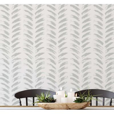Adesivo de Parede em Vinil Removível, Estampa Geométrica Pincelada, Mural Moderno Cinza para Quarto Banheiro Lavanderia Closet - S4Sassy 63,5 cm (L) × 152,4 cm (C) / Cinza - Vinil Liso