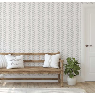 Adesivo de Parede em Vinil Removível, Estampa Geométrica Pincelada, Mural Moderno Cinza para Quarto Banheiro Lavanderia Closet - S4Sassy 63,5 cm (L) × 152,4 cm (C) / Cinza - Vinil Liso