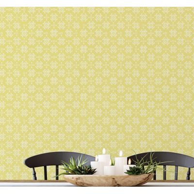 Revestimento Vinílico Autoadesivo com Proteção Solar, Mural Asiático, Aplicação Rápida para Banheiro/Lavanderia/Closet, Amarelo - S4Sassy 63,5 cm (L) × 152,4 cm (C) / Amarelo - Vinil Texturizado
