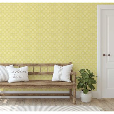 Revestimento Vinílico Autoadesivo com Proteção Solar, Mural Asiático, Aplicação Rápida para Banheiro/Lavanderia/Closet, Amarelo - S4Sassy 63,5 cm (L) × 152,4 cm (C) / Amarelo - Vinil Texturizado