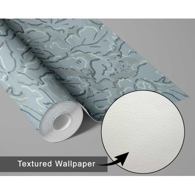 Papel de Parede Vinílico Autoadesivo, Folhagem Abstrata Urbana Azul, Impermeável e Removível para Quartos e Sala - S4Sassy 63,5 cm (L) × 304,8 cm (C) / Azul - Vinil Texturizado