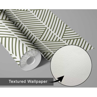 Papel Vinílico Autoadesivo Impermeável Listras Geométricas Verde, Revestimento de Parede Removível para Quarto e Sala, Locatários - S4Sassy 63,5 cm (L) × 152,4 cm (C) / Verde - Vinil Texturizado