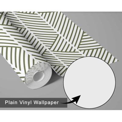 Papel Vinílico Autoadesivo Impermeável Listras Geométricas Verde, Revestimento de Parede Removível para Quarto e Sala, Locatários - S4Sassy 63,5 cm (L) × 152,4 cm (C) / Verde - Vinil Texturizado