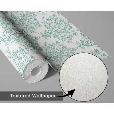 Papel de Parede Contorno Floral Verde, Vinílico Autoadesivo, Revestimento Decorativo DIY Fácil para Quarto, Sala e Ambientes - S4Sassy 63,5 cm (L) × 914,4 cm (C) / Verde - Vinil Texturizado