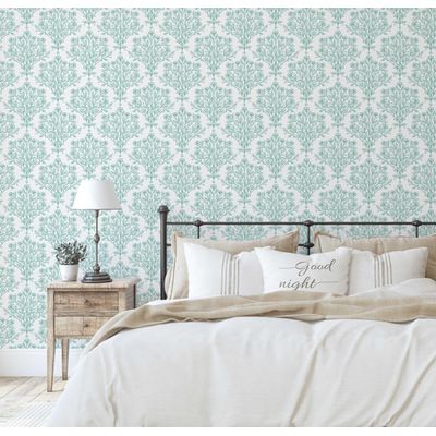 Papel de Parede Contorno Floral Verde, Vinílico Autoadesivo, Revestimento Decorativo DIY Fácil para Quarto, Sala e Ambientes - S4Sassy 63,5 cm (L) × 914,4 cm (C) / Verde - Vinil Texturizado