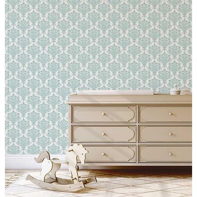 Papel de Parede Contorno Floral Verde, Vinílico Autoadesivo, Revestimento Decorativo DIY Fácil para Quarto, Sala e Ambientes - S4Sassy 63,5 cm (L) × 914,4 cm (C) / Verde - Vinil Texturizado