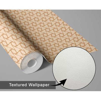 Papel de Parede Autoadesivo Vinílico com Estampa de Nó Geométrico Bege, Revestimento Decorativo Fácil DIY para Quarto e Sala - S4Sassy 63,5 cm (L) × 152,4 cm (C) / Bege - Vinil Texturizado