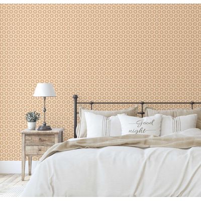 Papel de Parede Autoadesivo Vinílico com Estampa de Nó Geométrico Bege, Revestimento Decorativo Fácil DIY para Quarto e Sala - S4Sassy 63,5 cm (L) × 152,4 cm (C) / Bege - Vinil Texturizado