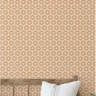 Papel de Parede Autoadesivo Vinílico com Estampa de Nó Geométrico Bege, Revestimento Decorativo Fácil DIY para Quarto e Sala - S4Sassy 63,5 cm (L) × 152,4 cm (C) / Bege - Vinil Texturizado