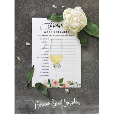 50 Cartões de Jogo Florais para Chá de Noiva e Despedida de Solteira, Quadrados, em Branco, para Preencher, Atacado - Inkdotpot 12,7 Cm × 17,78 Cm / Branco - Jogo de Palavras da Noiva