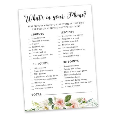 50 Cartões de Jogo Florais para Chá de Noiva e Despedida de Solteira, Quadrados, em Branco, para Preencher, Atacado - Inkdotpot 12,7 Cm × 17,78 Cm / Branco - O Que Tem no Seu Celular